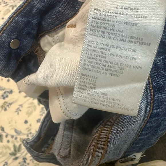 L’AGENCE Distressed Hi Line Rise Light Blue Women's Skinny Jeans Size 25